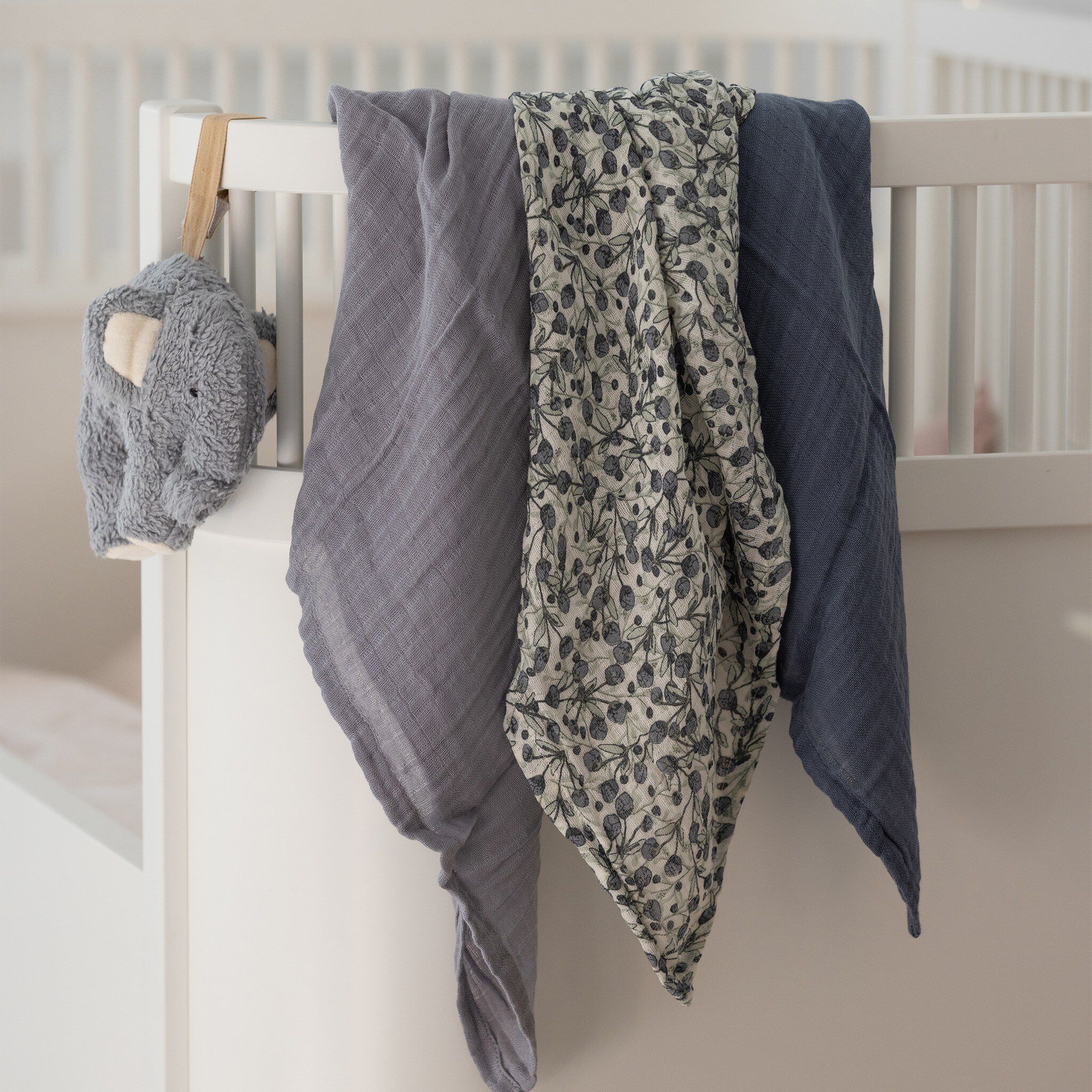 Stofbleer, 3 stk. , blue olive, forest lake blue