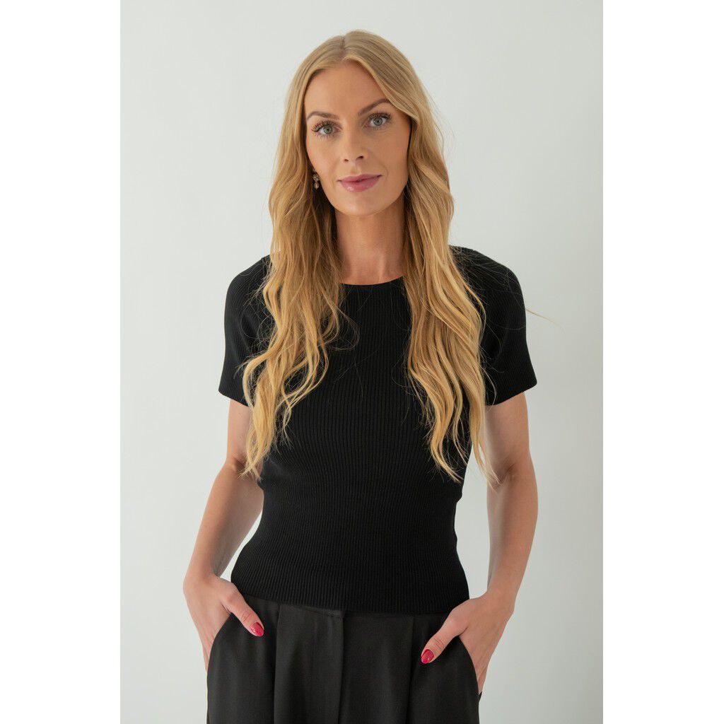 Rib Knit Short Sleeve Top