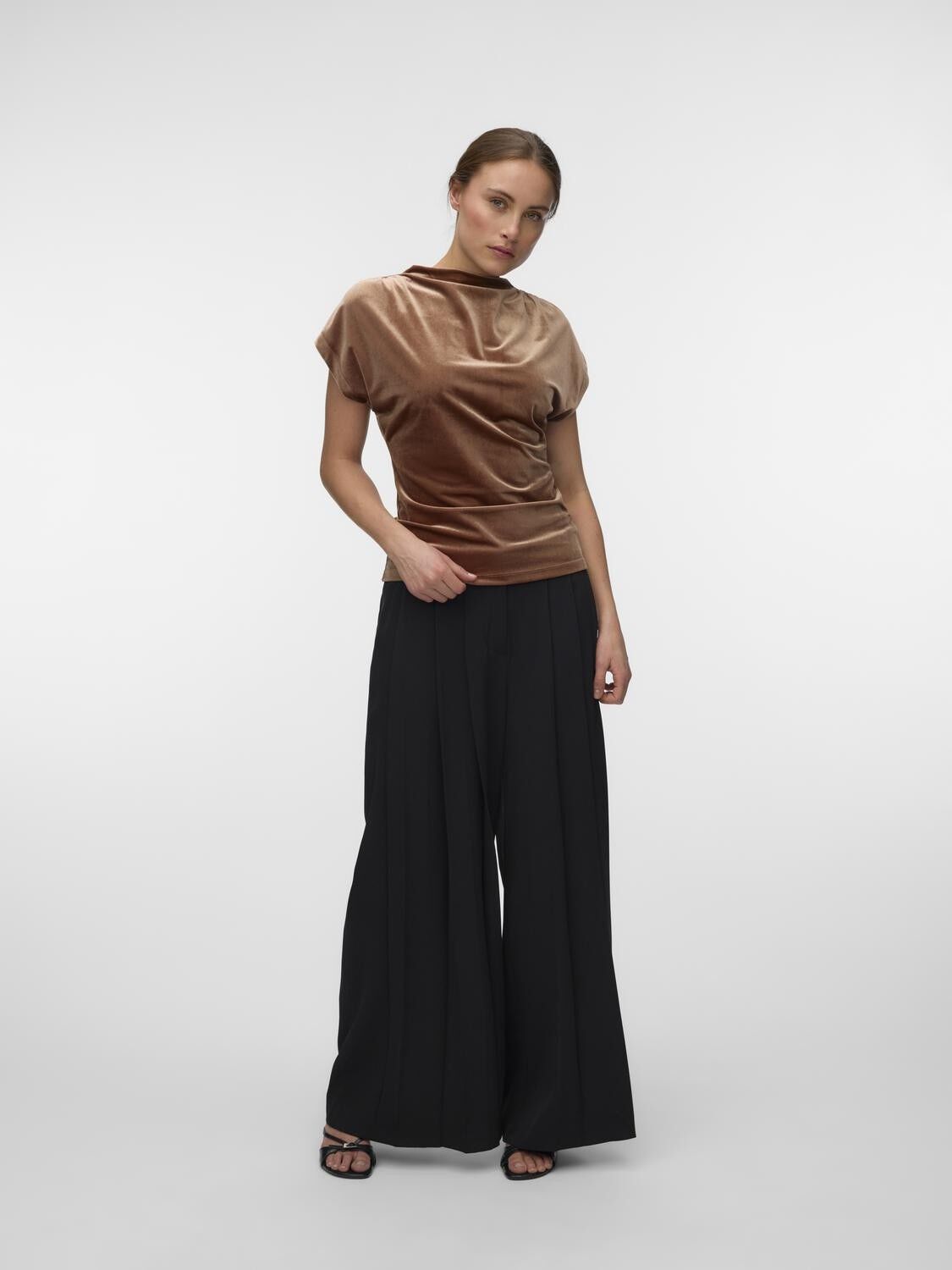 Awessence Cap Sleeve High Neck Top