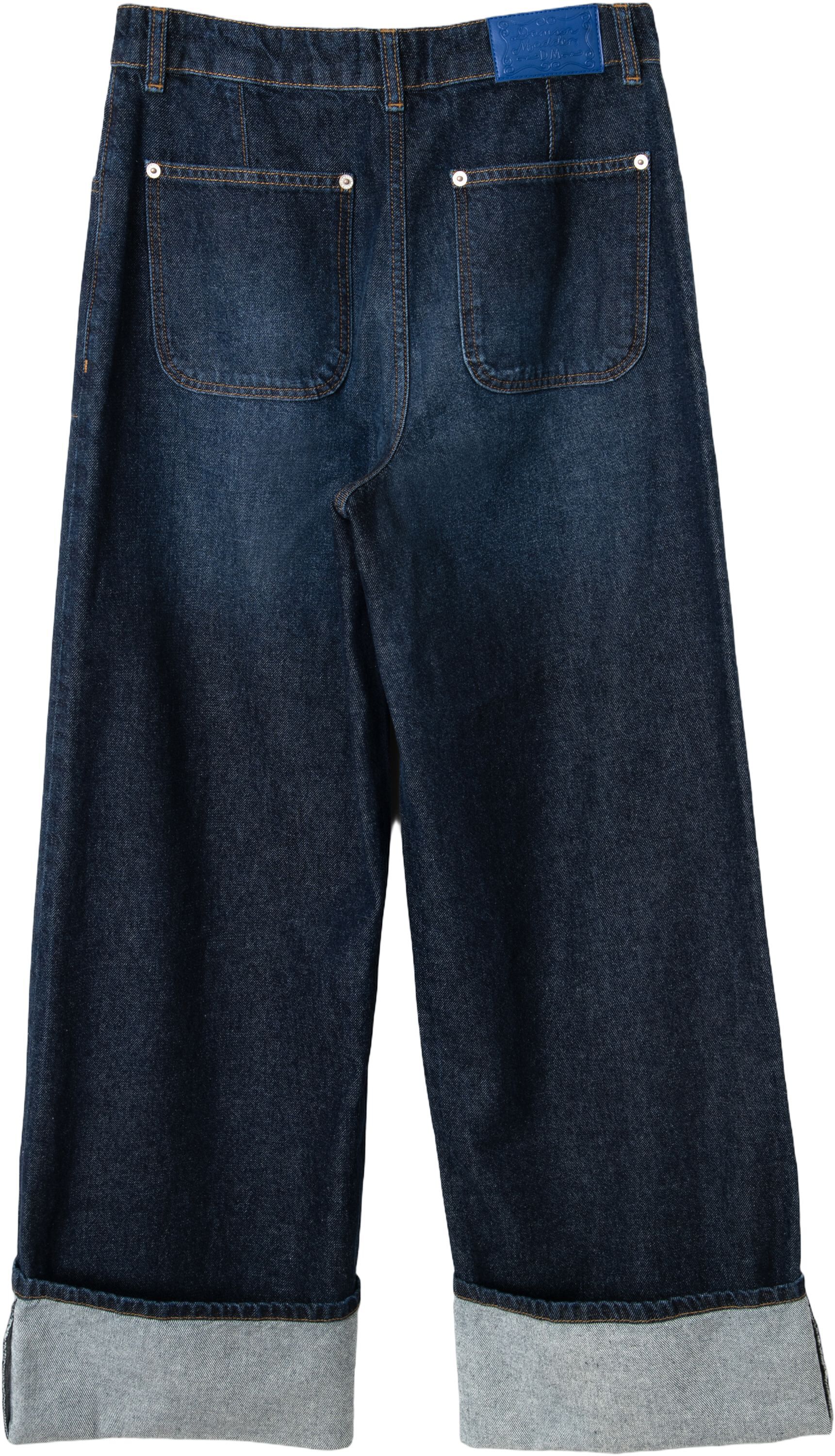 GIGI BAGGY WIDE TURN-UP JEANS - RINSE SLATE WASH