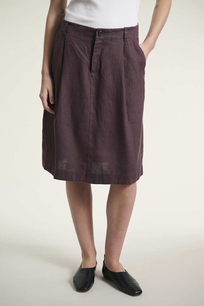 Lazy linen nederdel med l&aelig;g