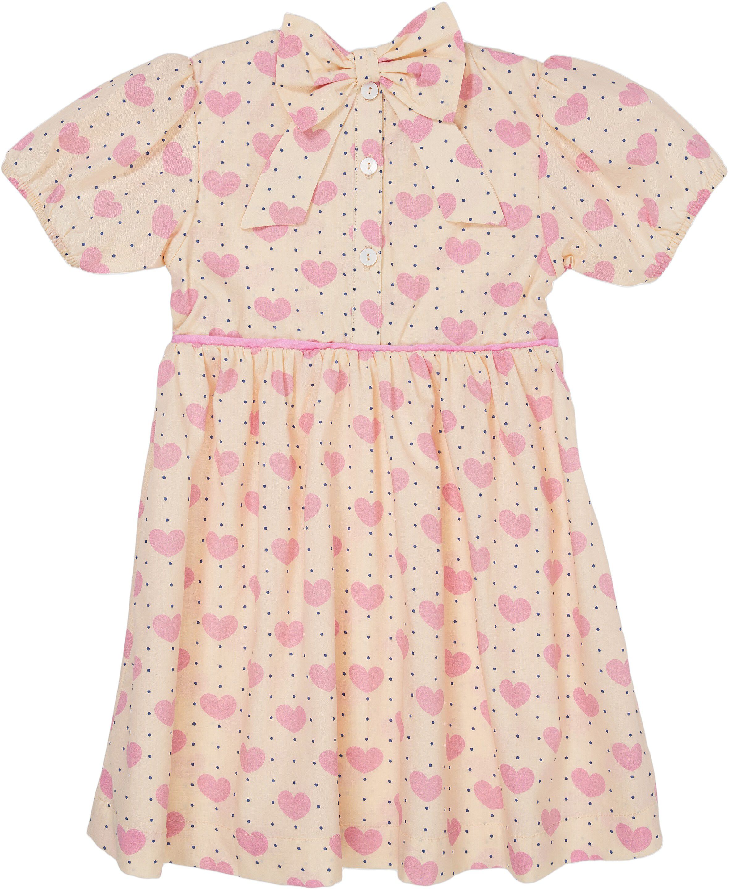 HEART & DOTS DRESS W PUFFY SLEEVE