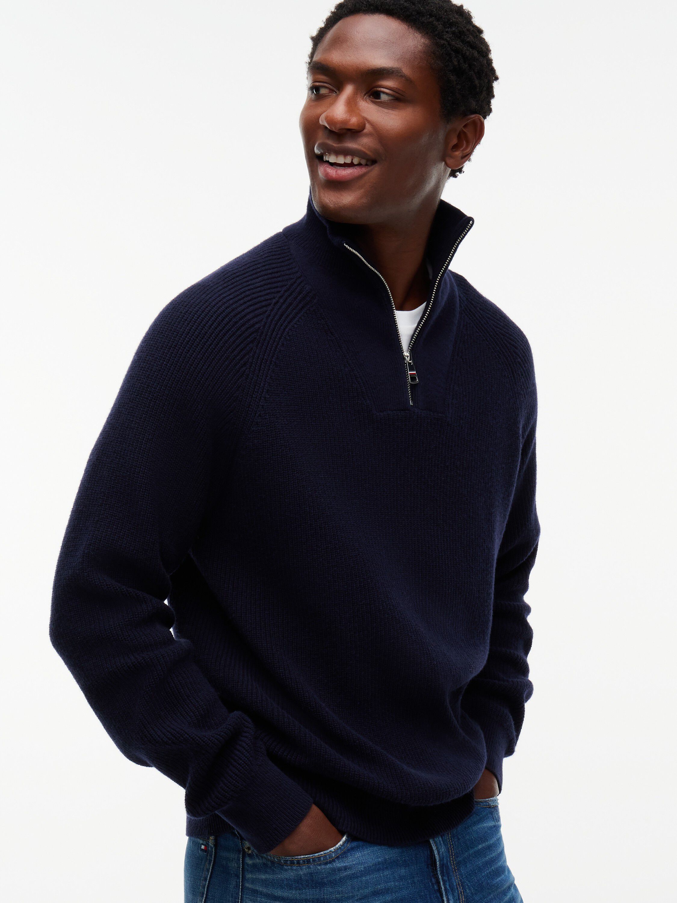FISHERMAN RIB ZIP MOCK