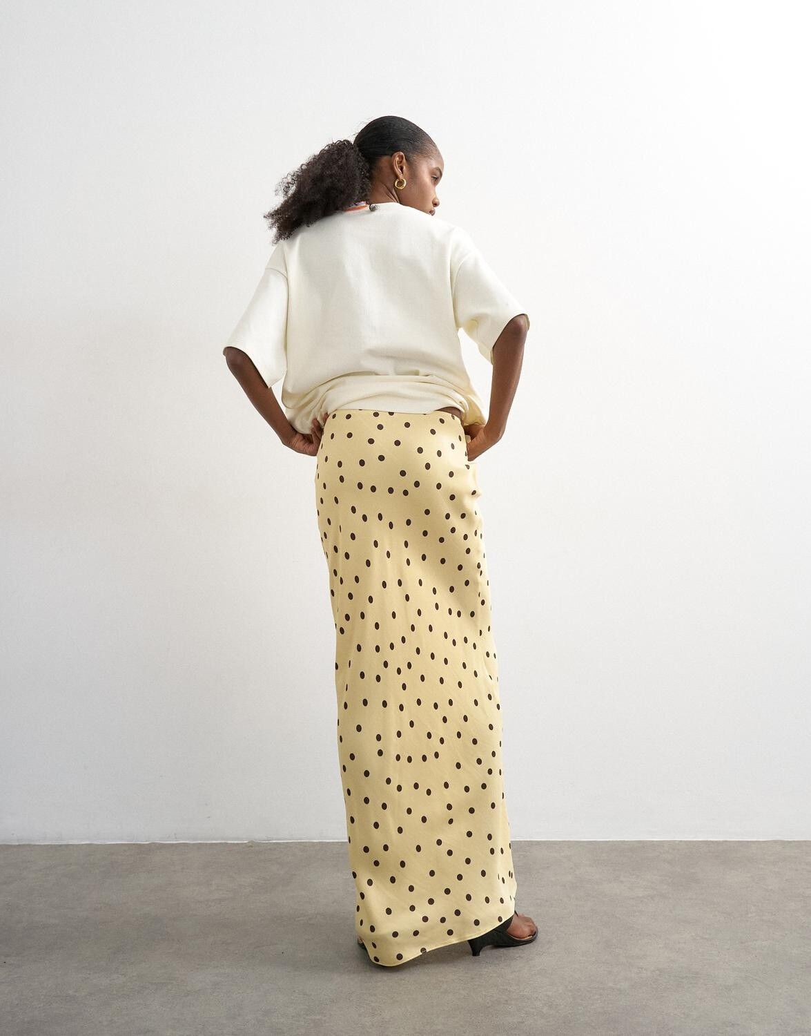 Tsmalene Polka Dot Satin Skirt Wvn