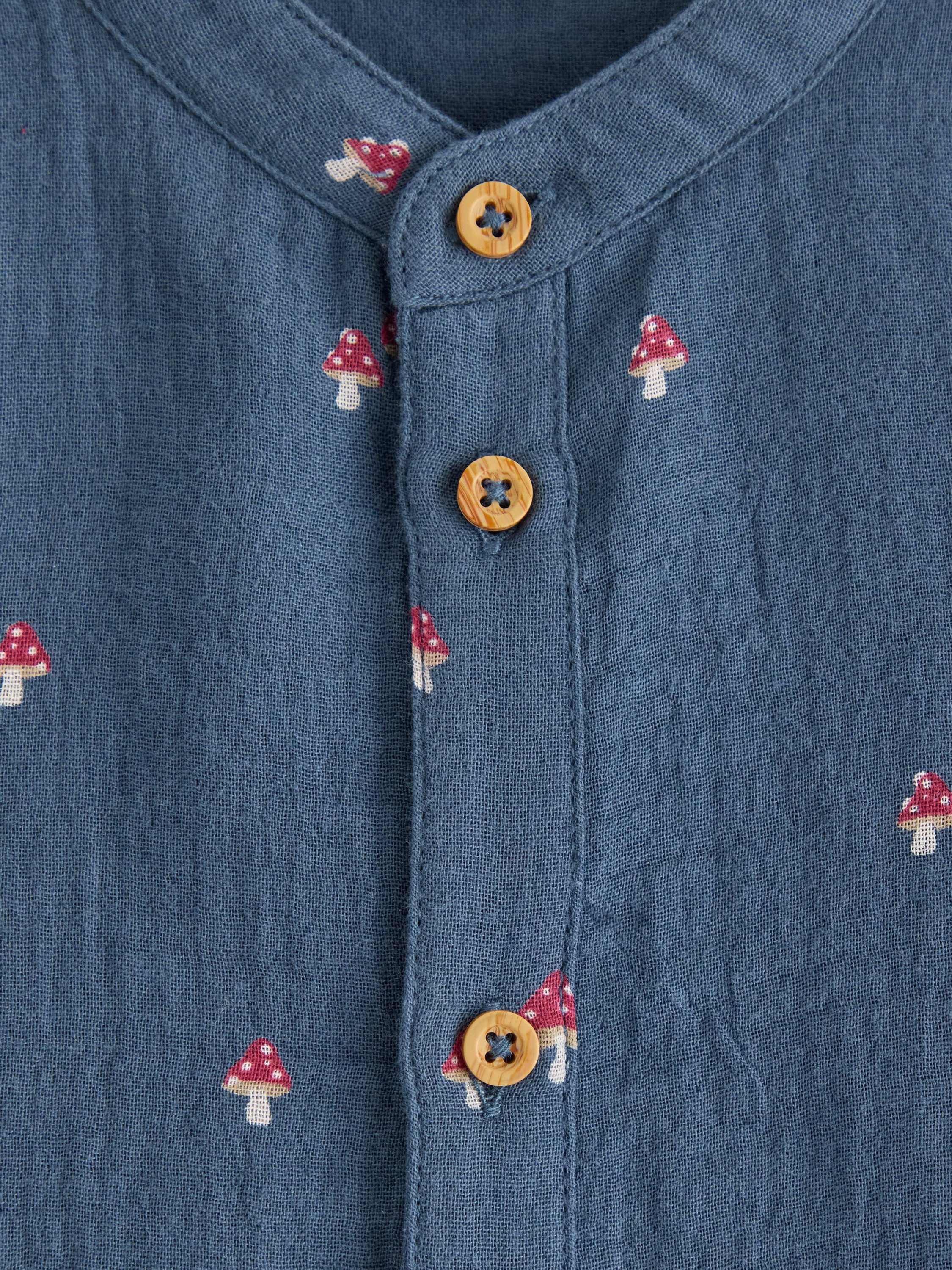 Langermet skjorte i vevd bomull med