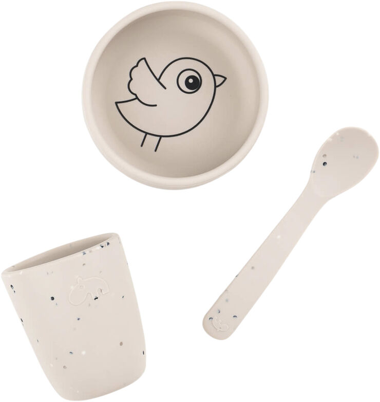 Silikone første spisesæt Birdee Sand