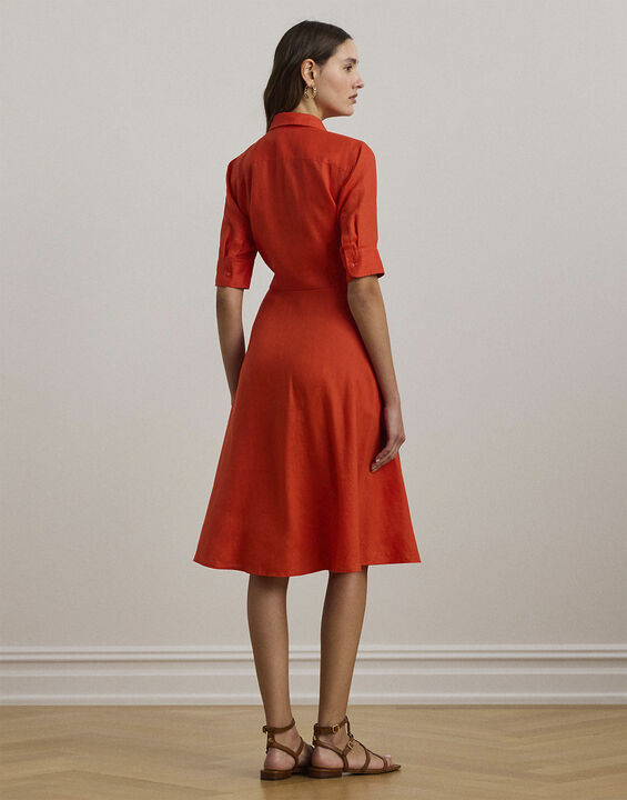 Tie-Front Linen Shirtdress