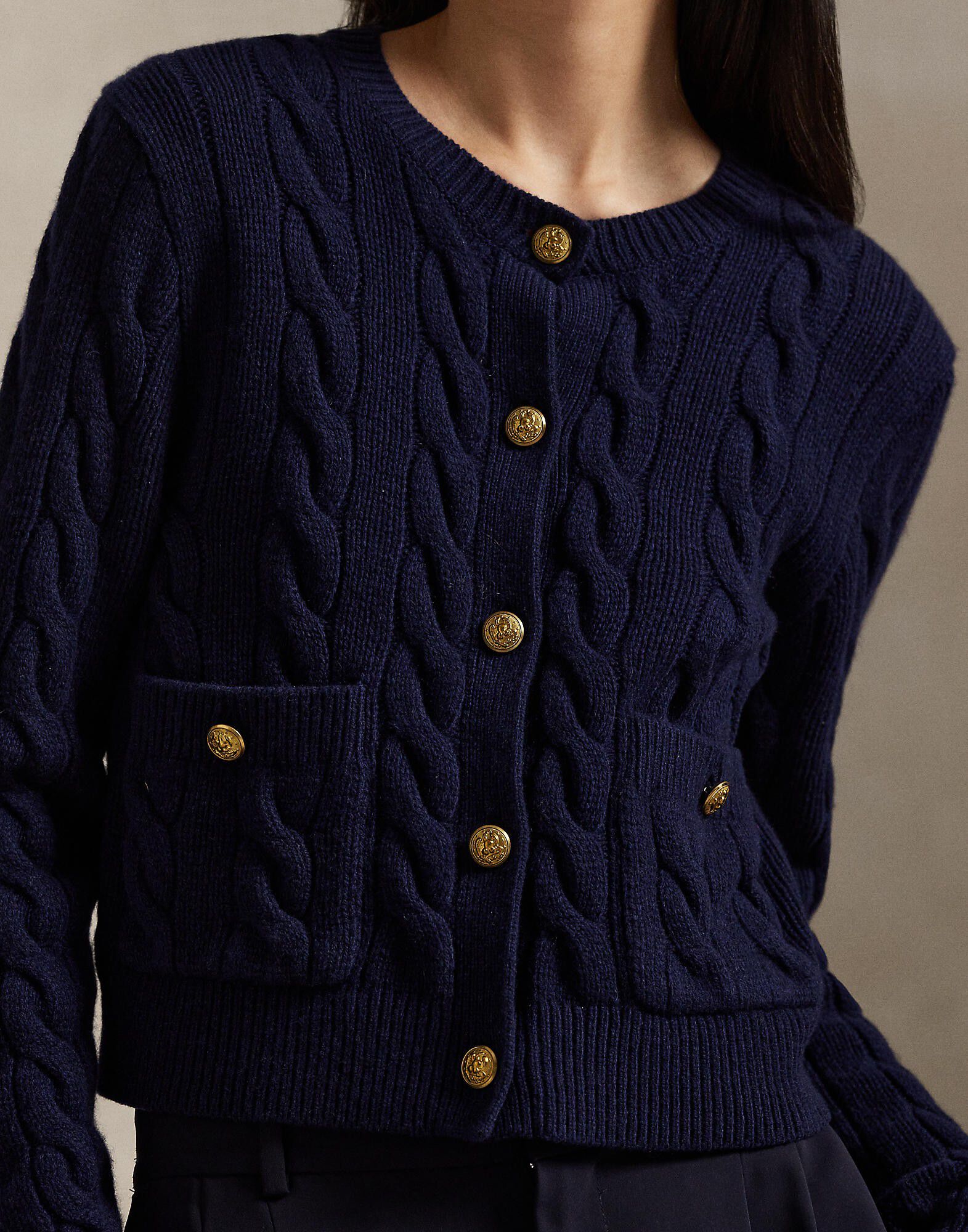 Cable Wool-Cashmere Cardigan