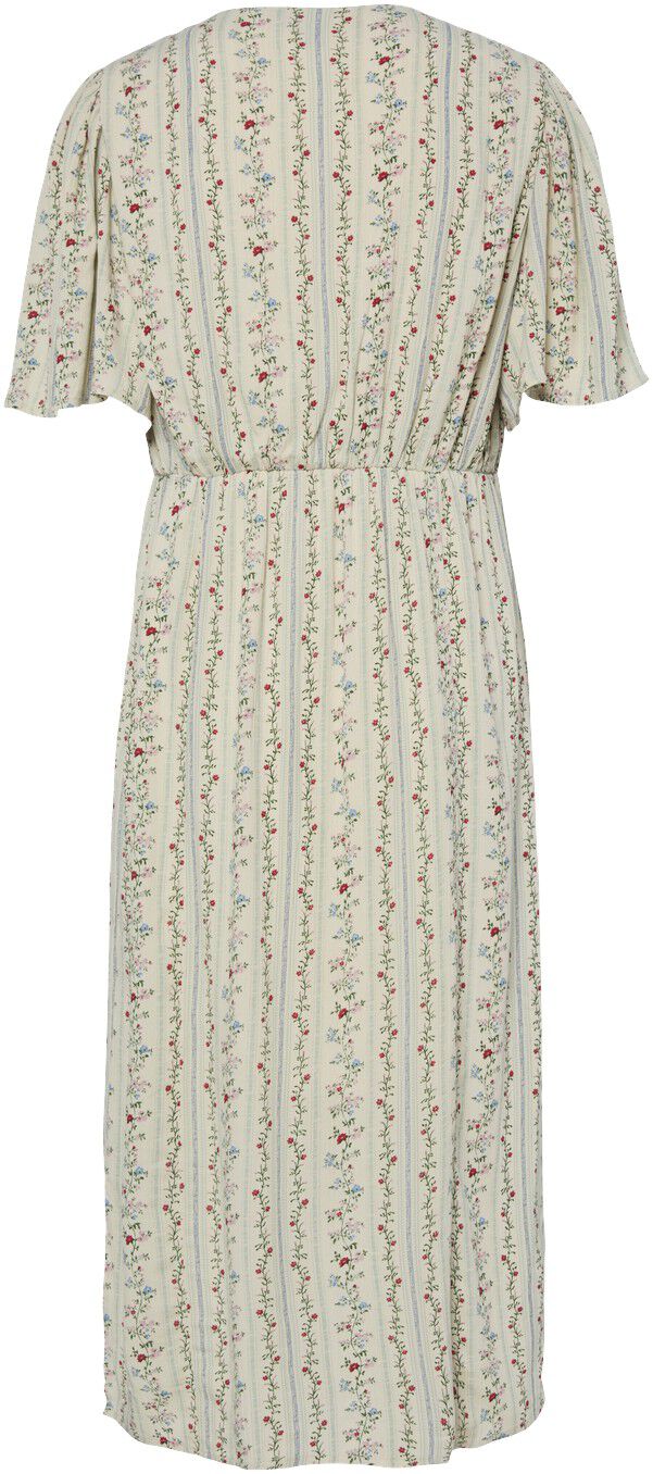 PCTAITLYN SS V-NECK MIDI DRESS WVN