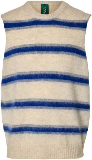 ANRRAGI KNIT HAIRY STRIPE VEST