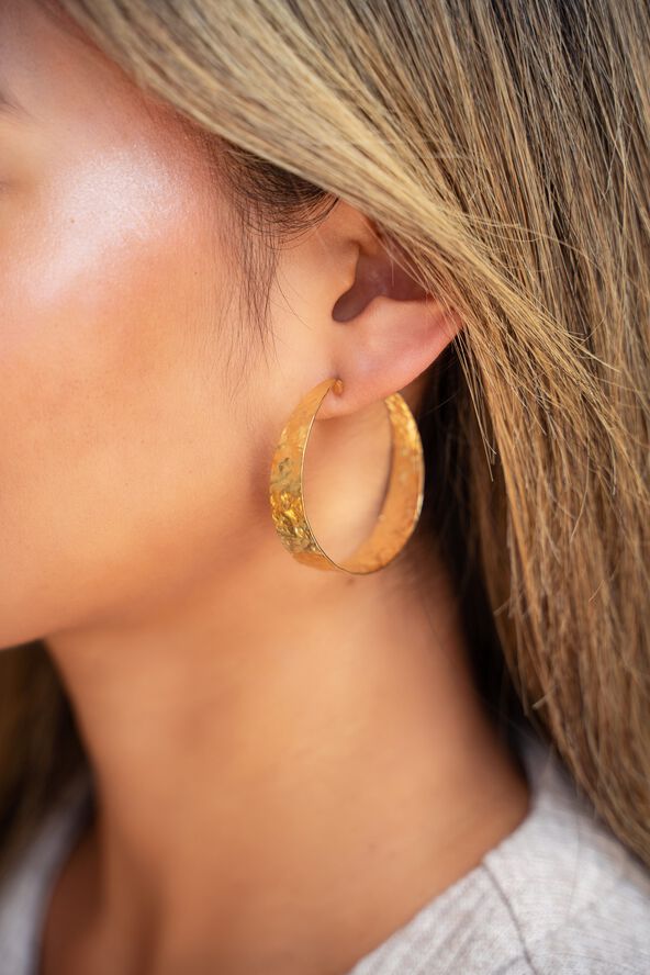 Earrings hammered hoops