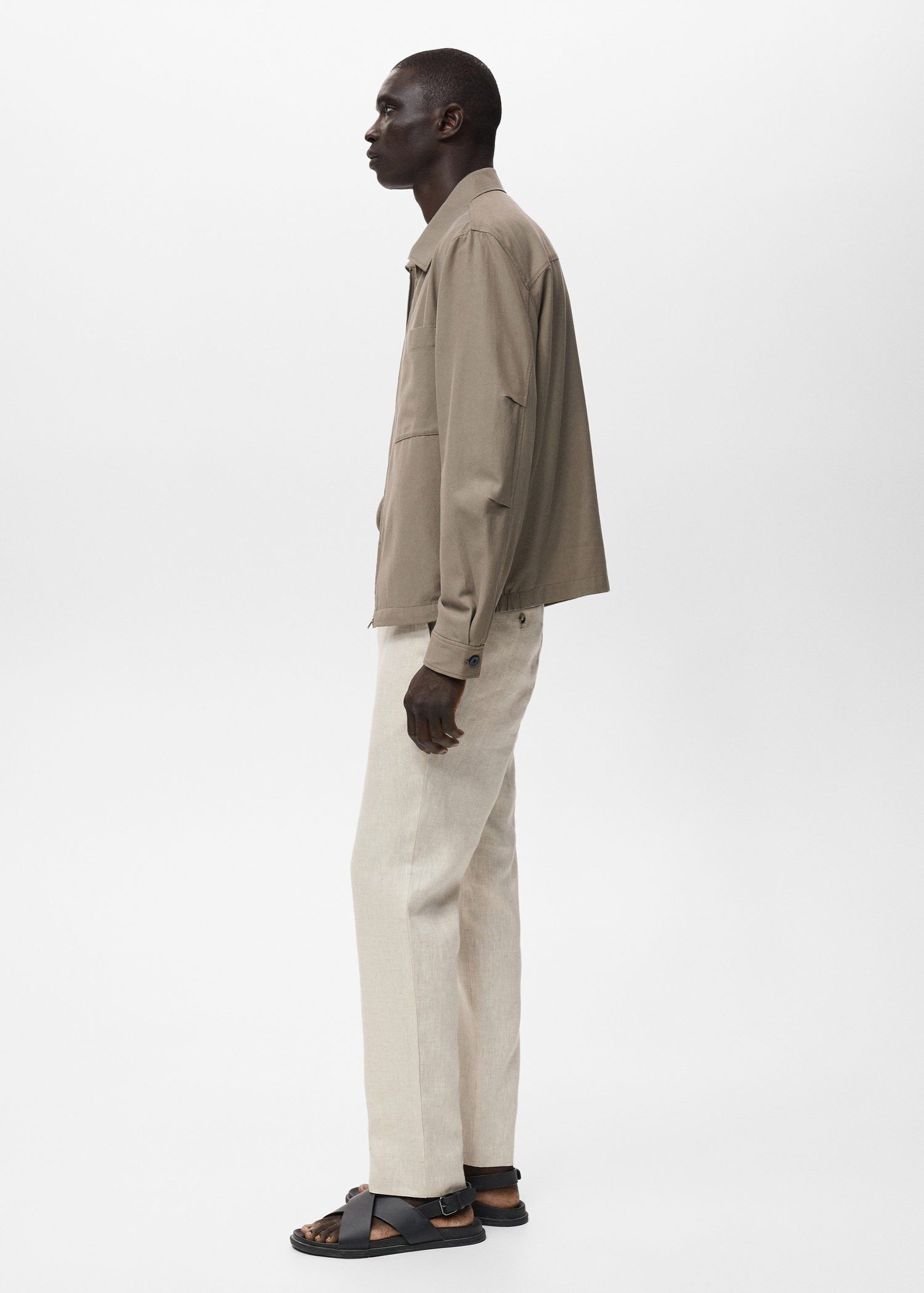 Slim-fit 100% linen trousers