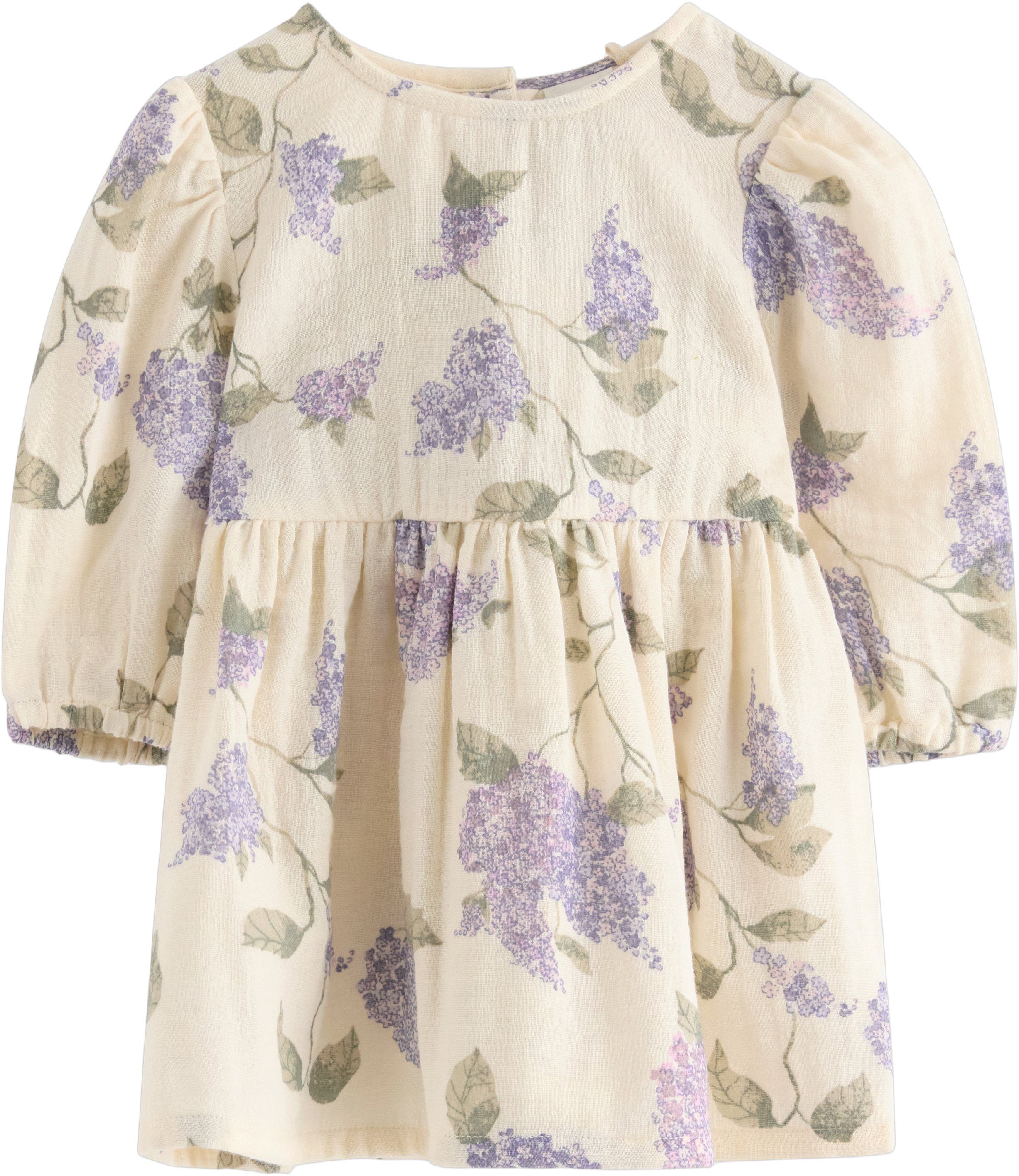 Woven dress with round neckline, lo