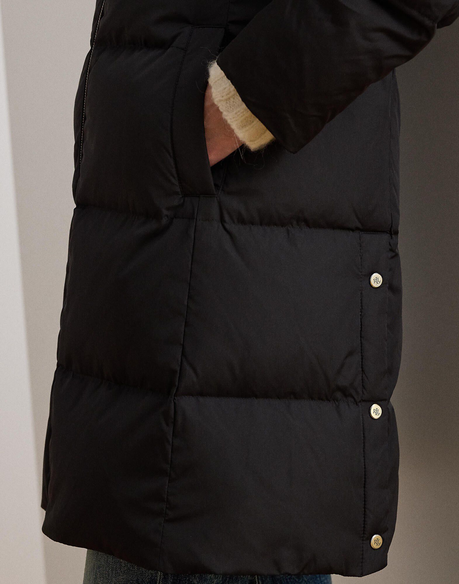 Crest-Patch Hooded Quilted Down Coat