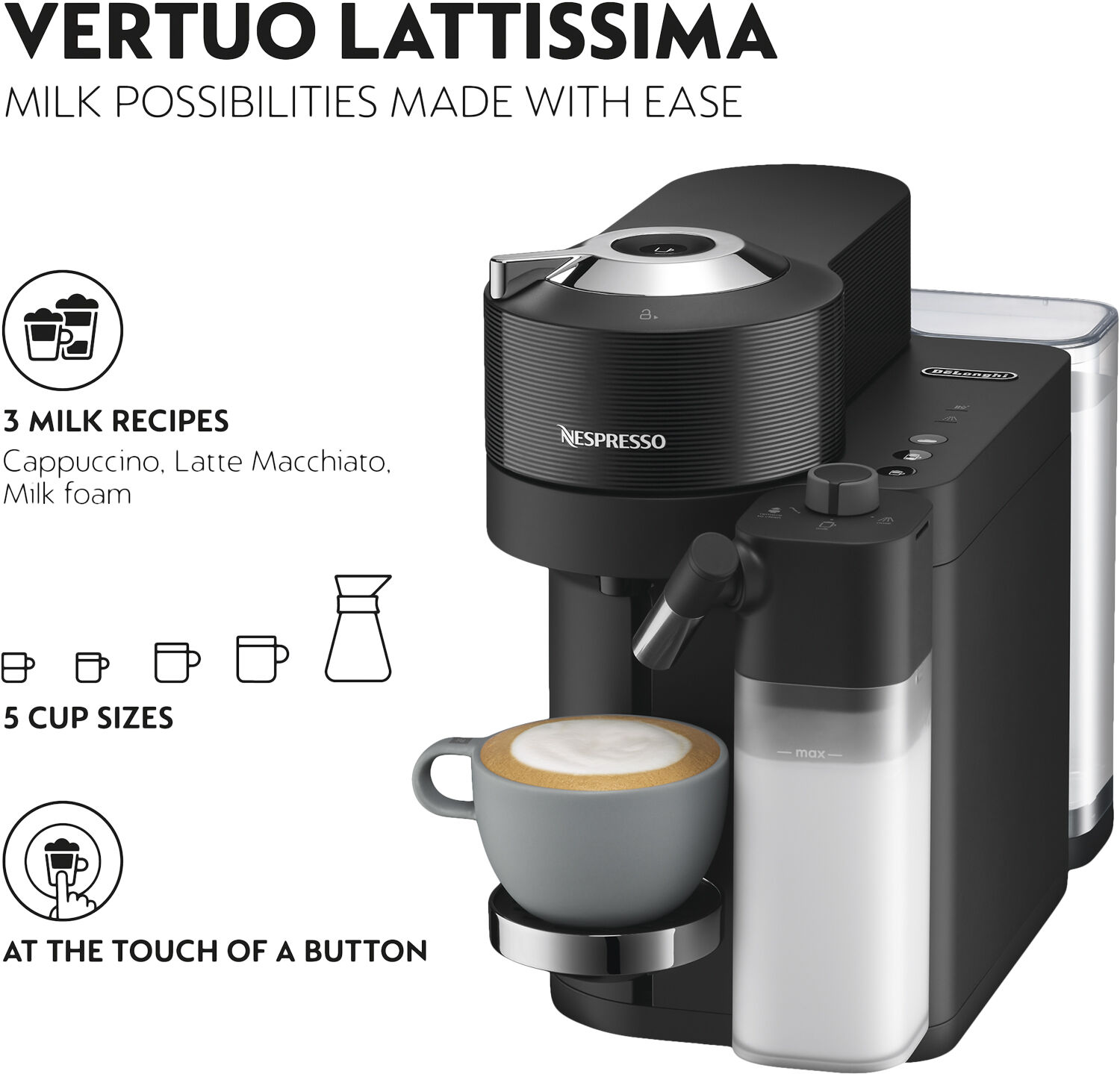 Nespresso Vertuo Lattissima Coffee Machine Delonghi, Matt
