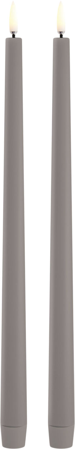 LED slim taper candle, Sandstone, Smooth, 2-pack, 2,3x32 cm