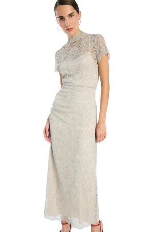LACE LONG MIDI DRESS