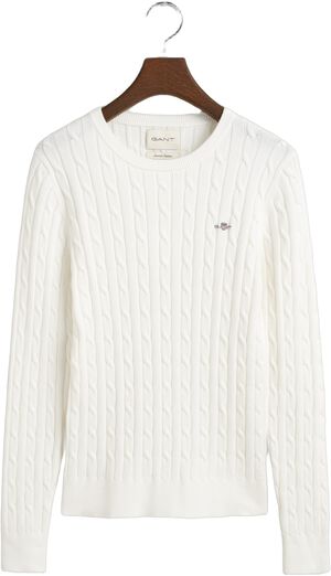 STRETCH COTTON CABLE C-NECK