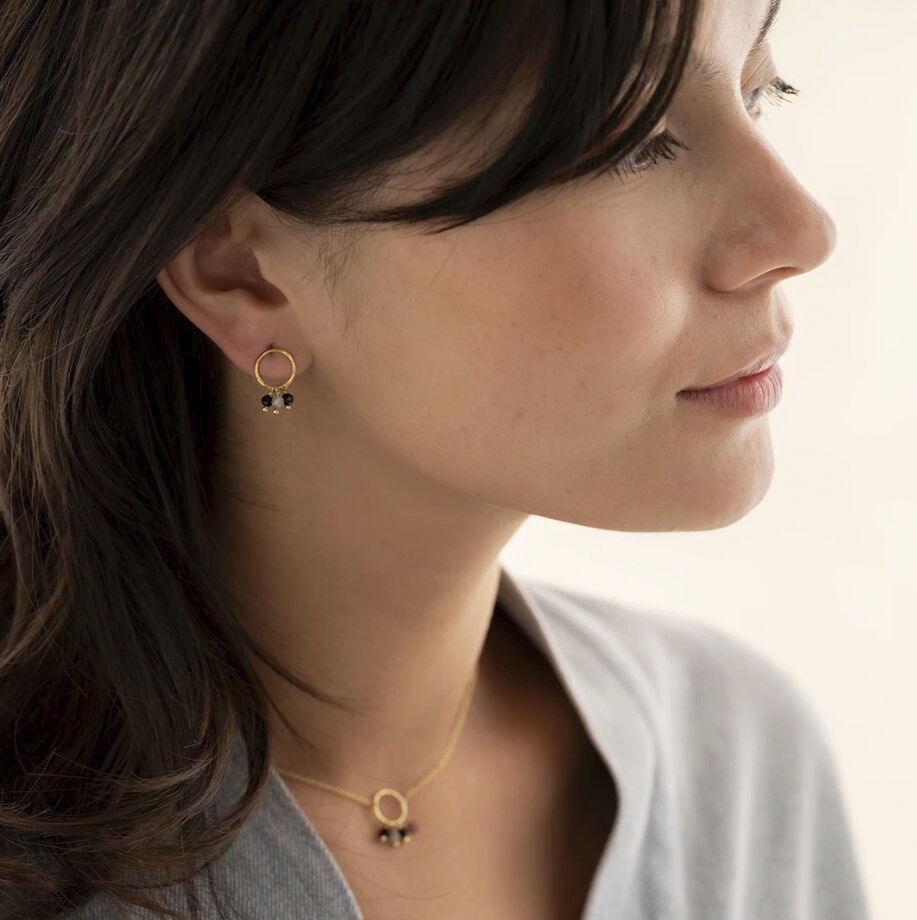 Genuine Black Onyx Labradorite Earrings GP