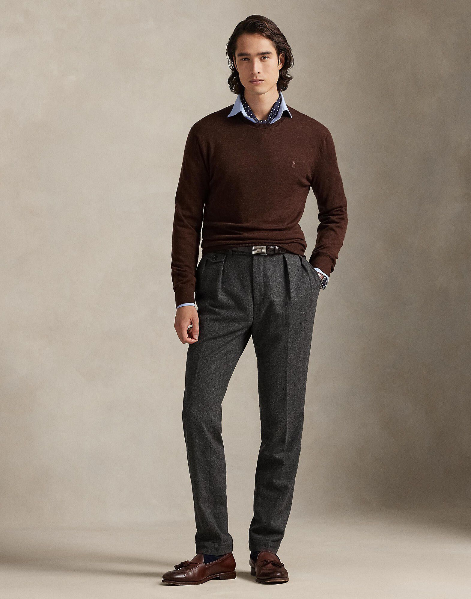 Slim Fit Washable Wool Crewneck Sweater