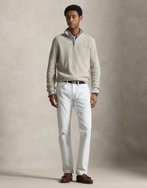Mesh-Knit Cotton Quarter-Zip Sweater