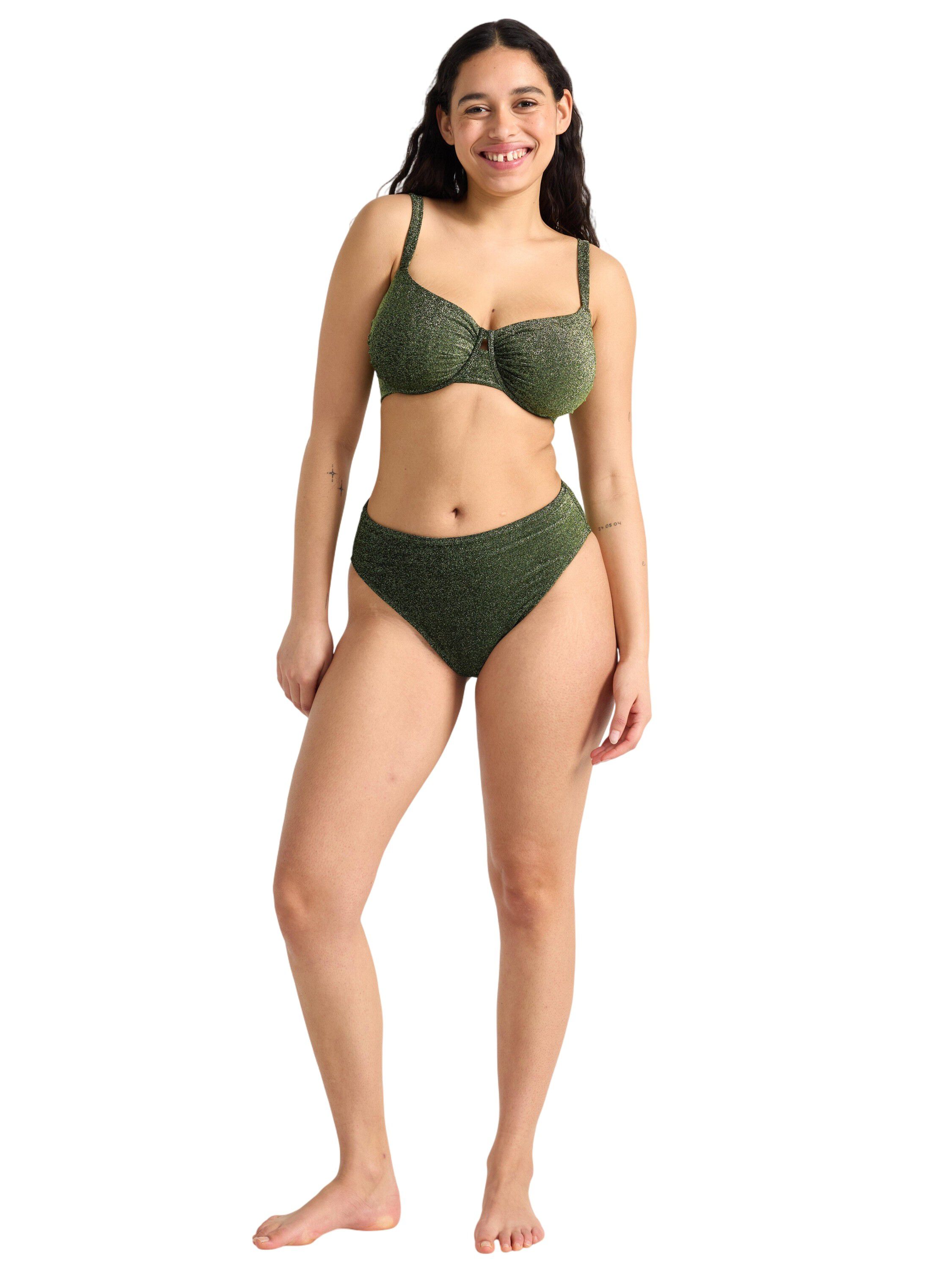 H&oslash;jtaljet bikiniunderdel med lurex