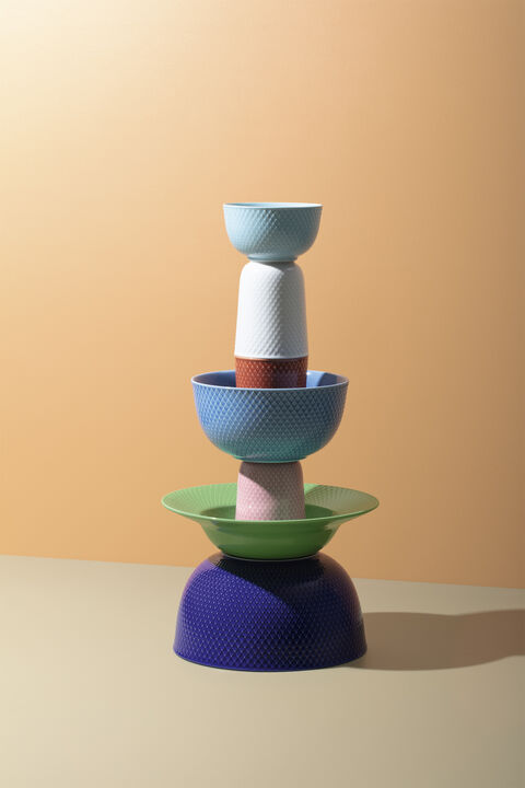 Rhombe Serveringsskål Ø22 cm mørk blå porcelæn