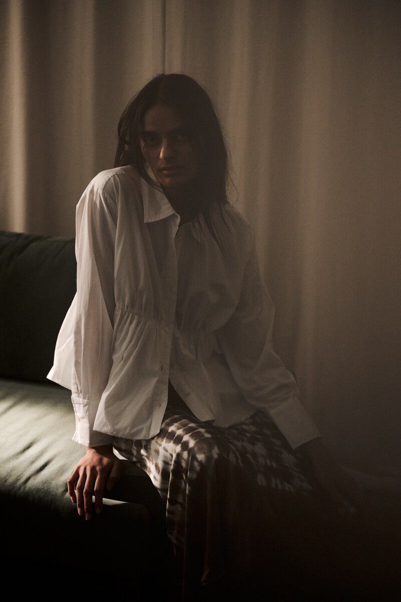 Poplin puffed hem shirt - Sophie