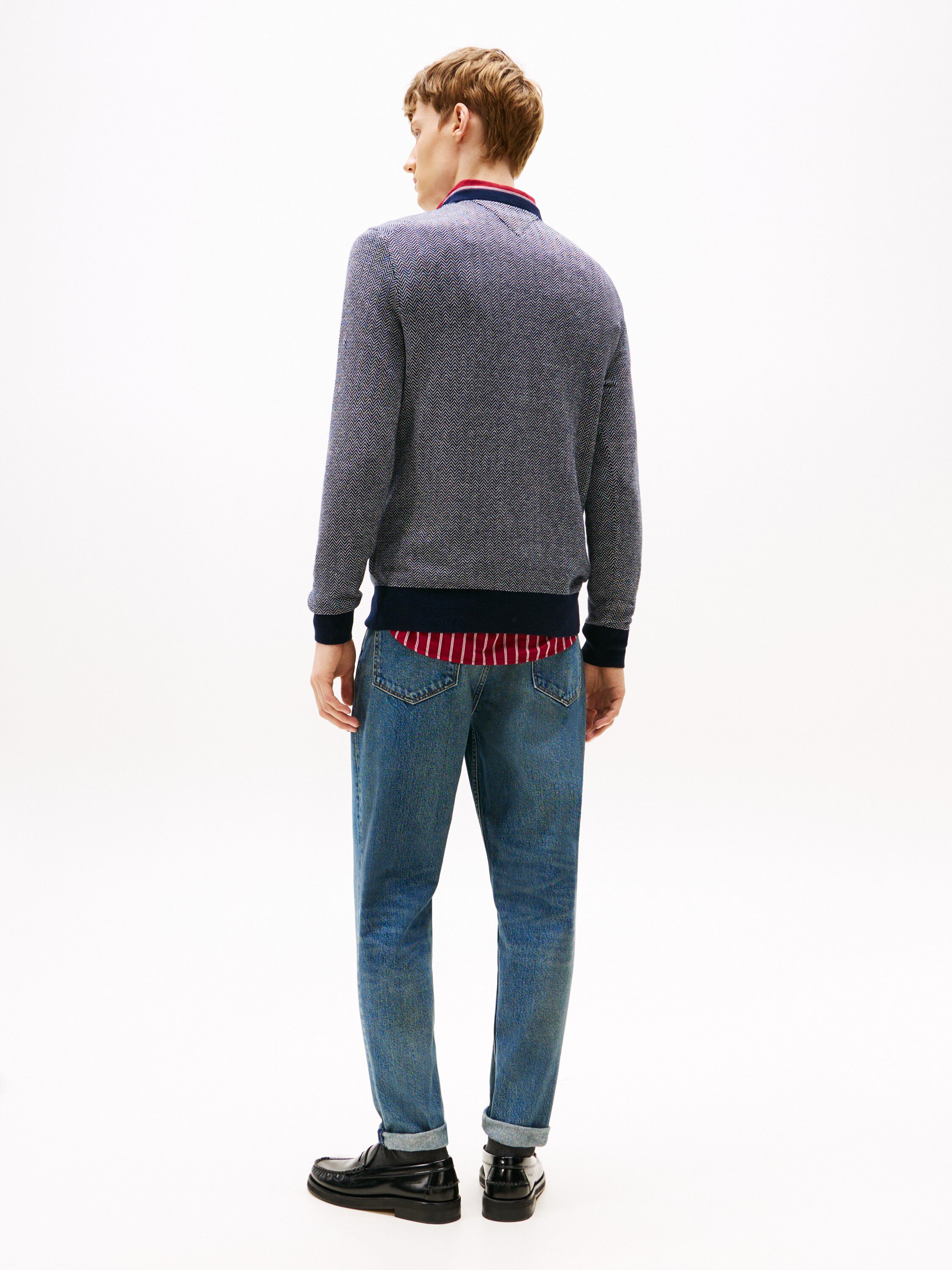 PIMA CTN CASH HERRINGBONE CREW