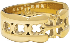 Men's Cross Band Ring with Gold Plating