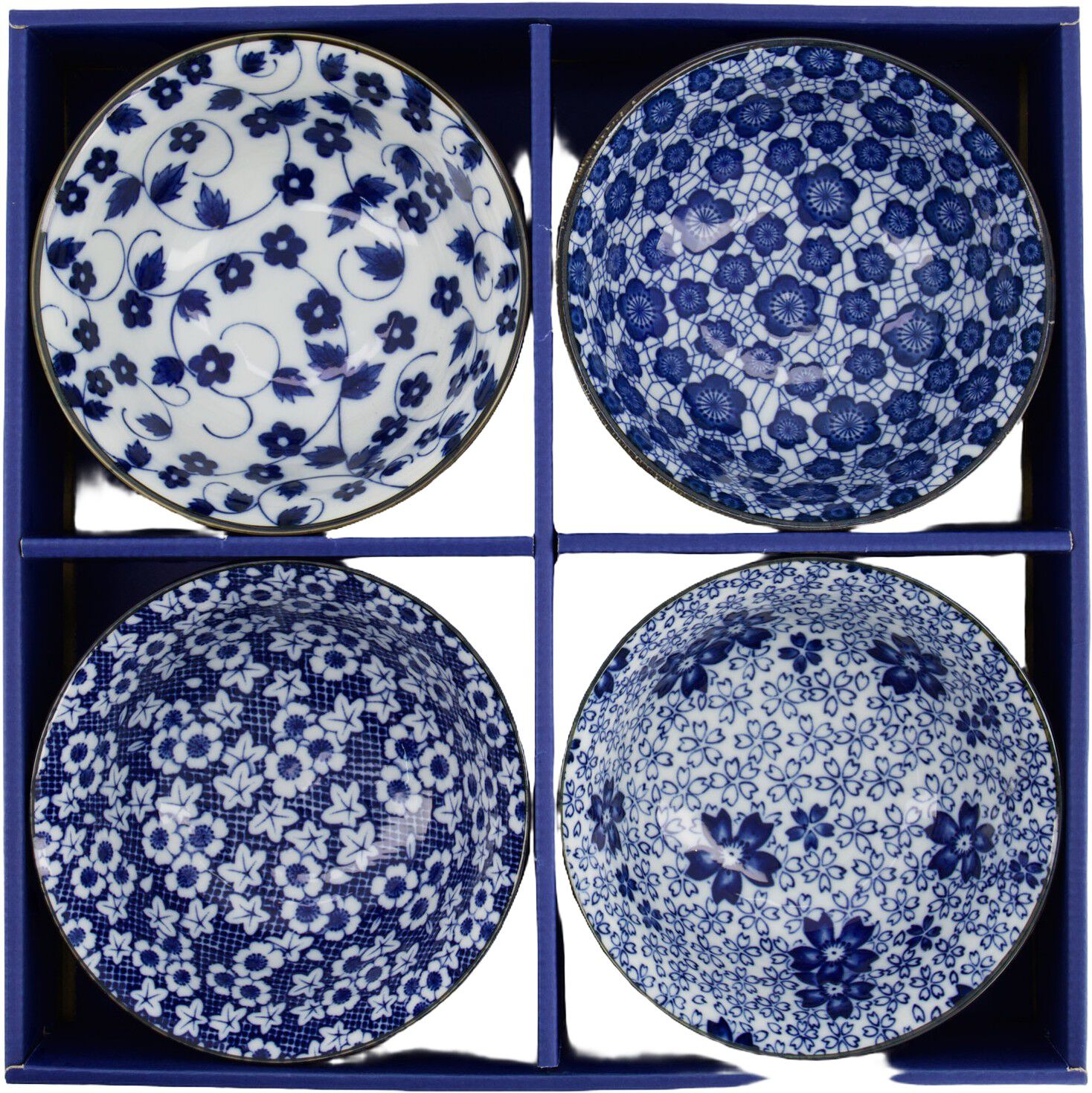 Mixed Bowls Tayo Bowl Giftset 4pcs 15x7cm 500ml Blue/White B