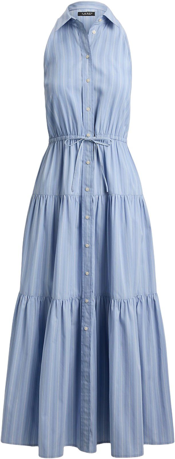 Striped Broadcloth Tiered Shirtdress