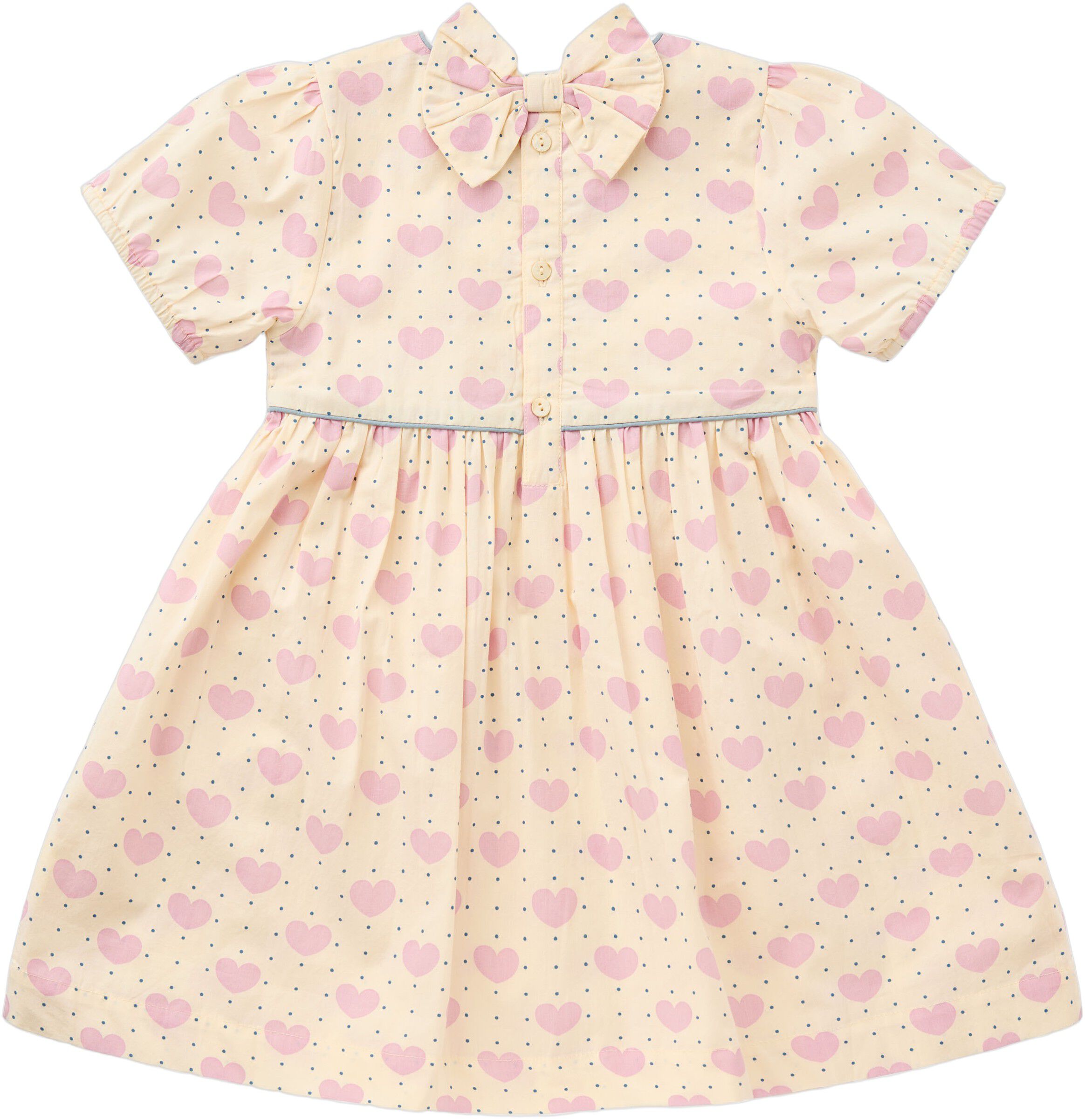 HEART & DOTS DRESS W PUFFY SLEEVE