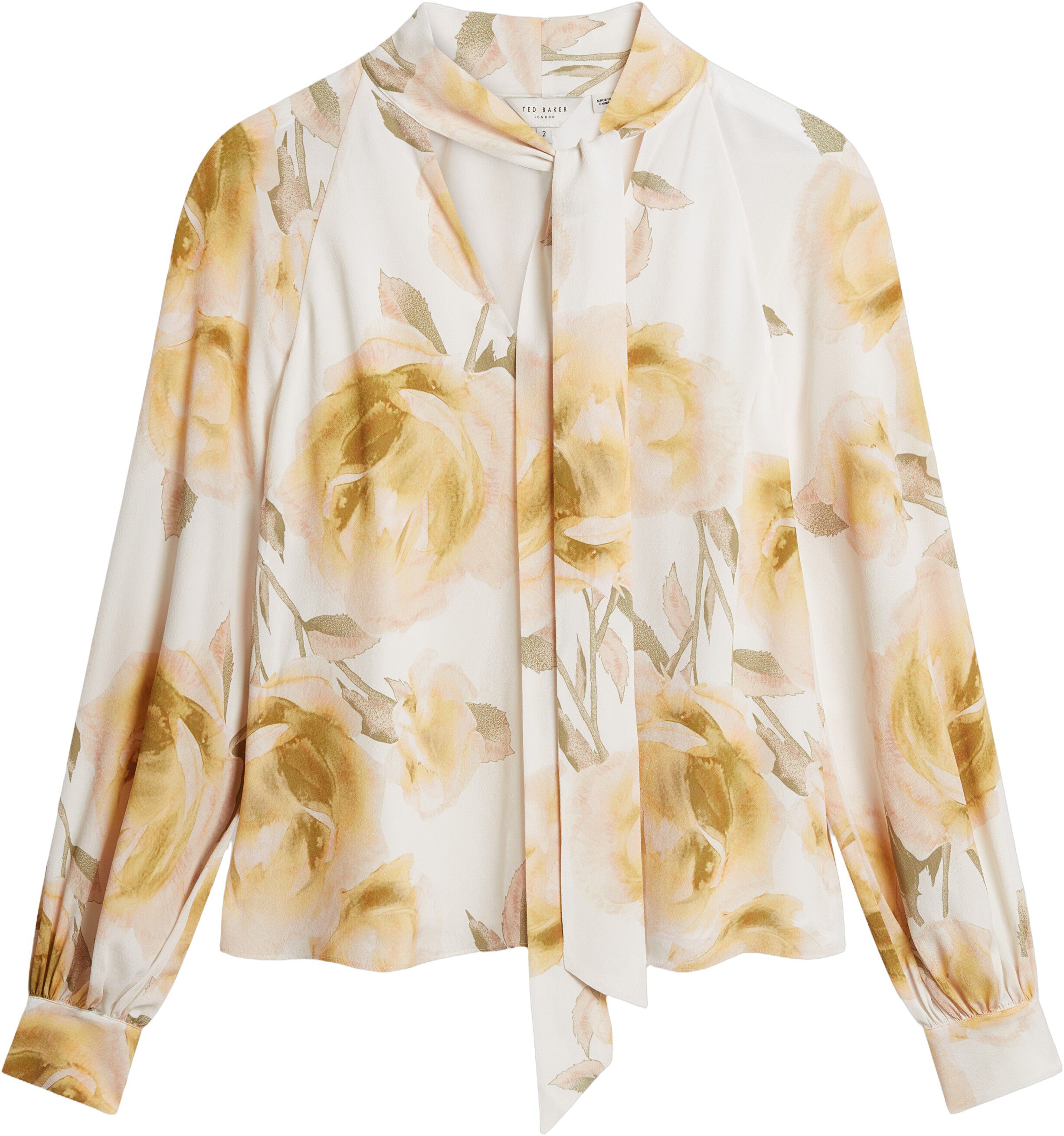 RANDIA Printed Tie Neck Long Sleeve