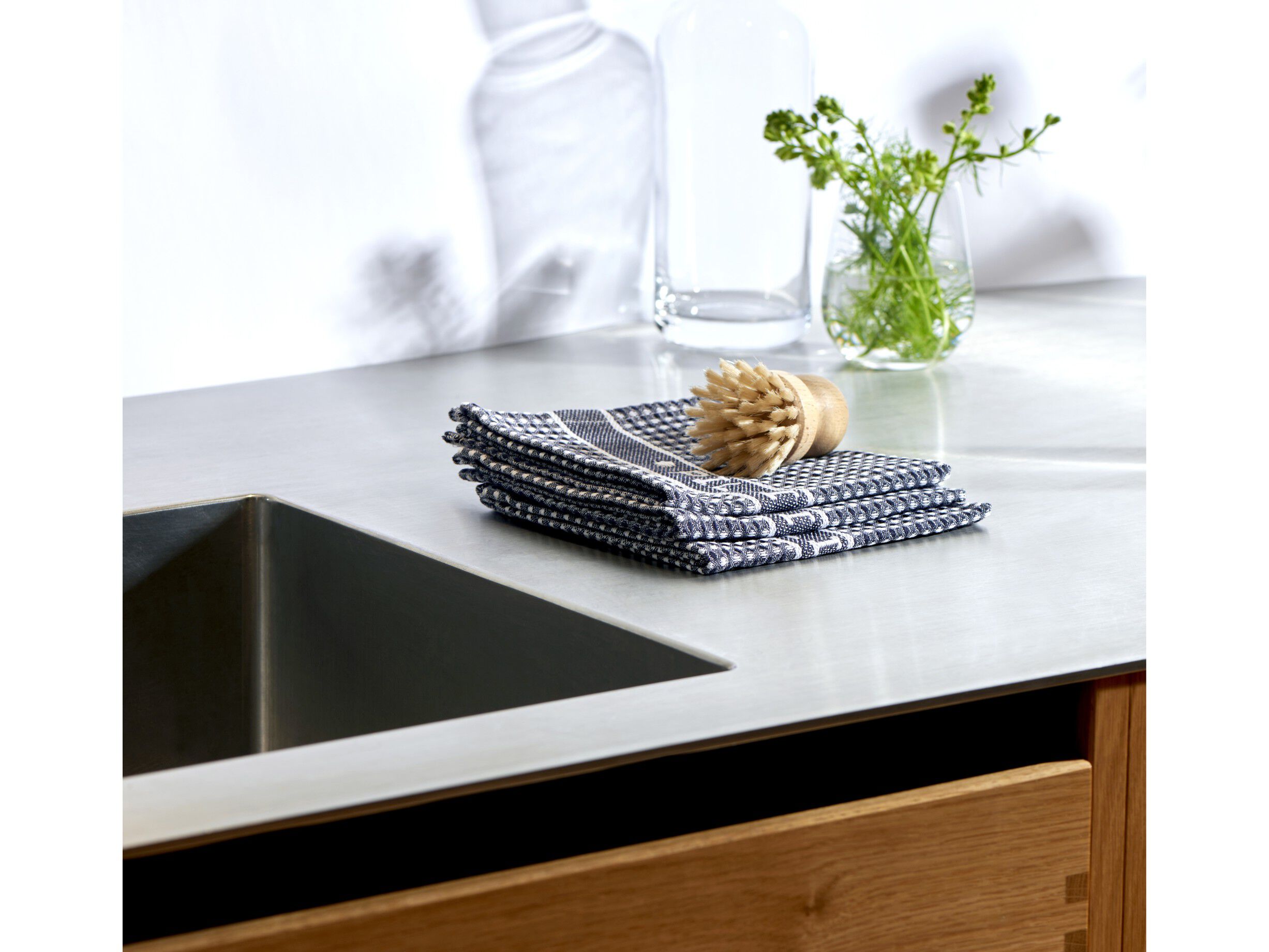 Kj&oslash;kkenklute Pillivuyt 32 x 32 cm 3 stk. Bl&aring;/Hvit 100% &oslash;kolo