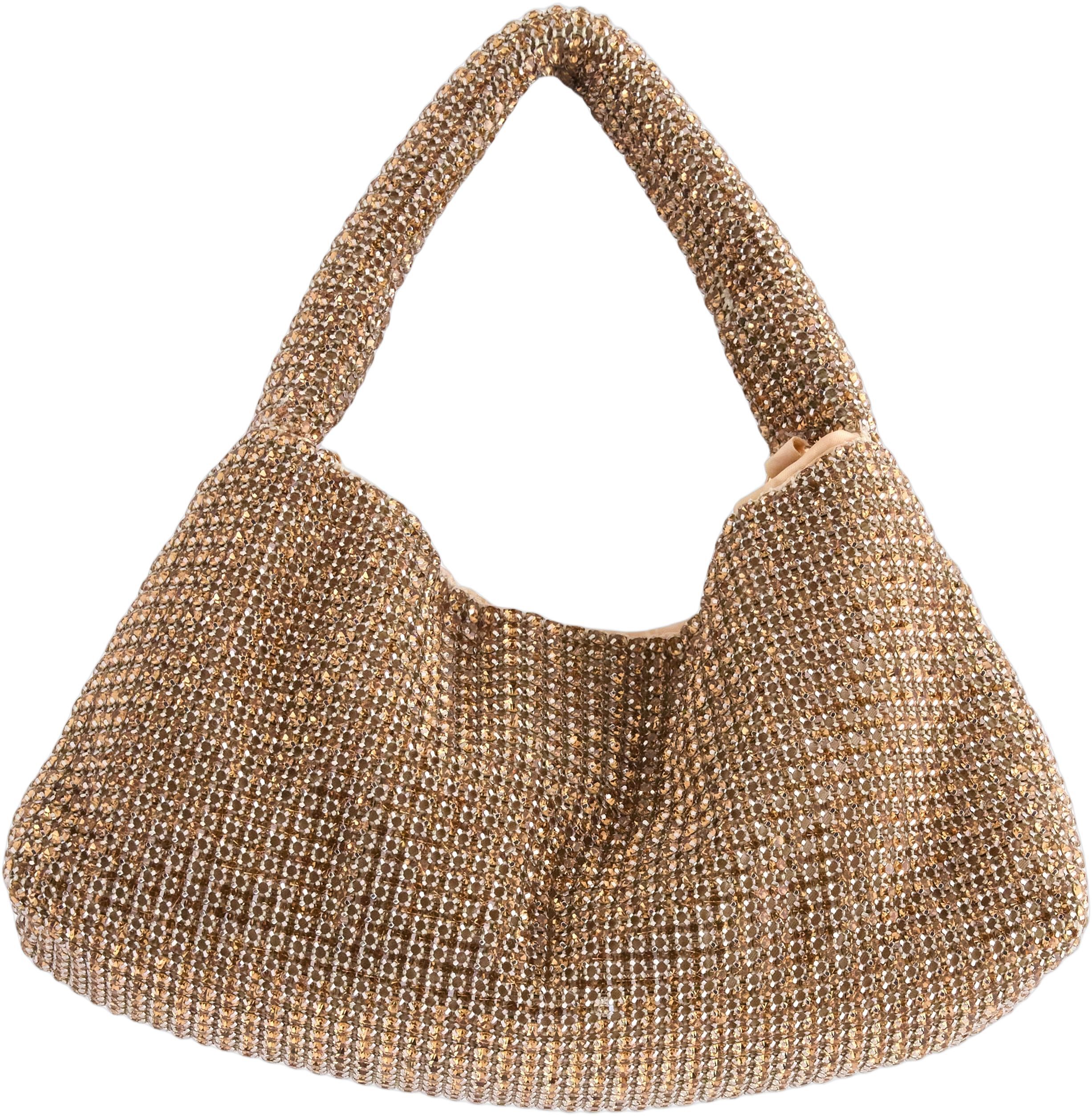 Glitrende taske med rhinsten og en