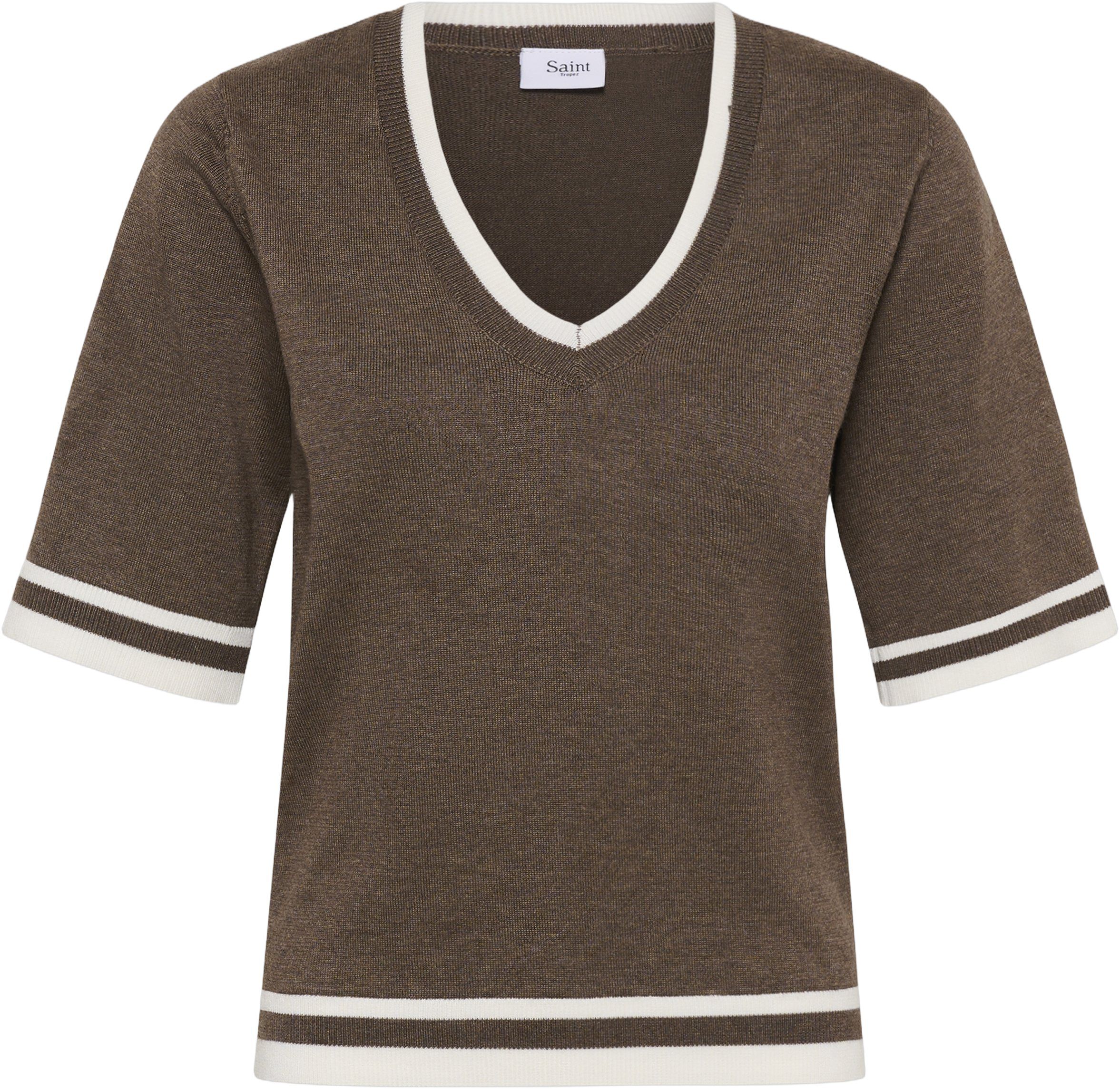 MilaSZ V-Neck SS Contast Pullover