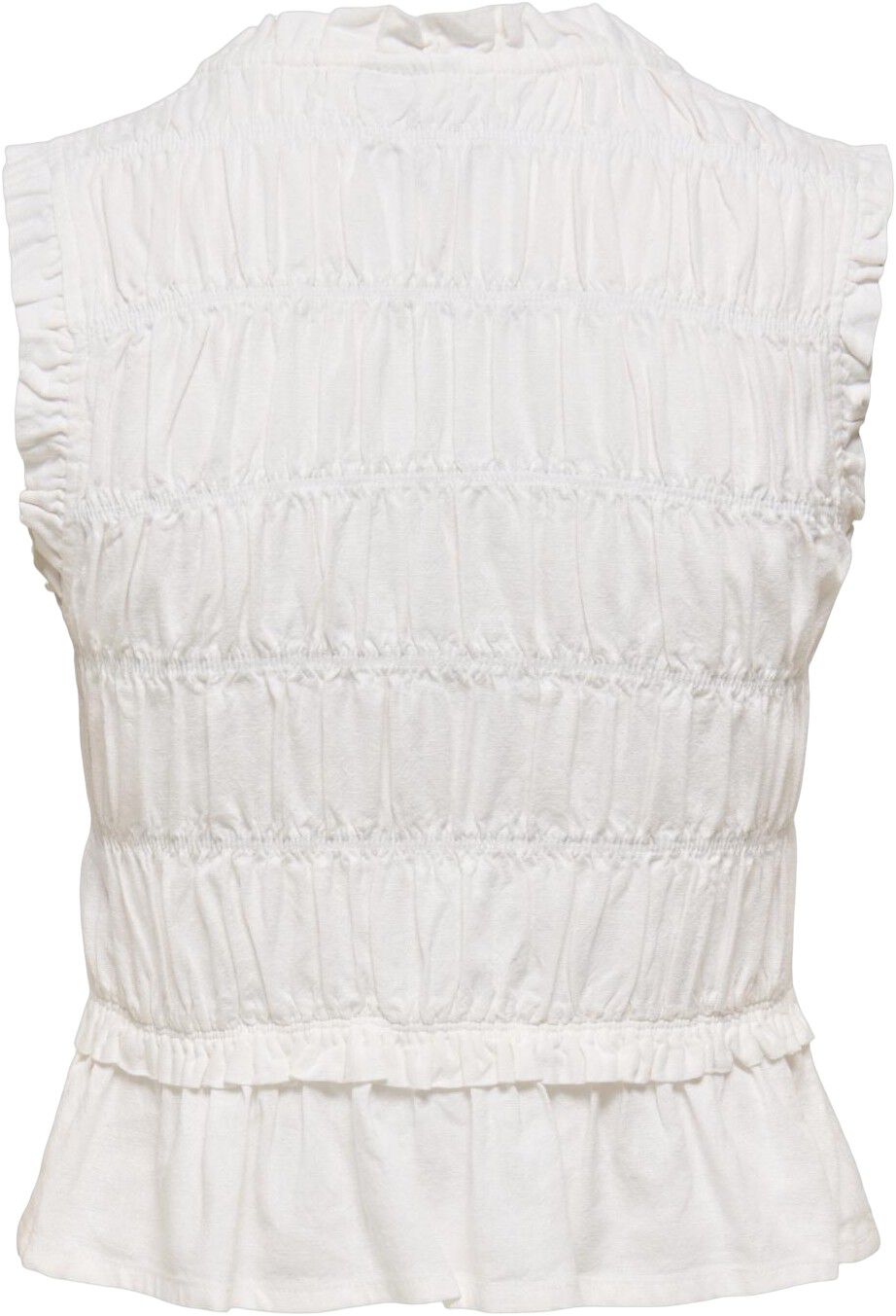 ONLGOA S/S LINEN BL FRILL TOP CC PN