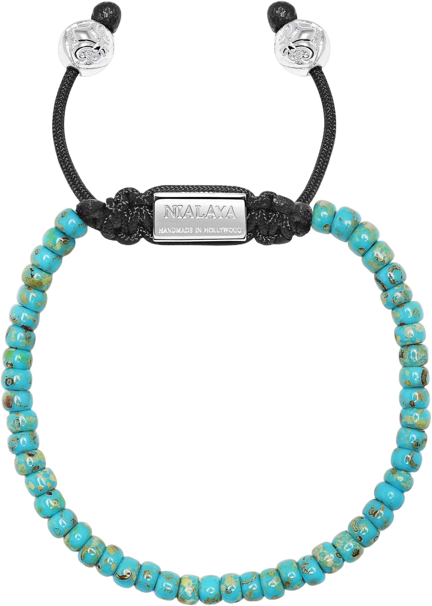 Men's Miyuki Beaded Bracelet with Turquoise and Silver