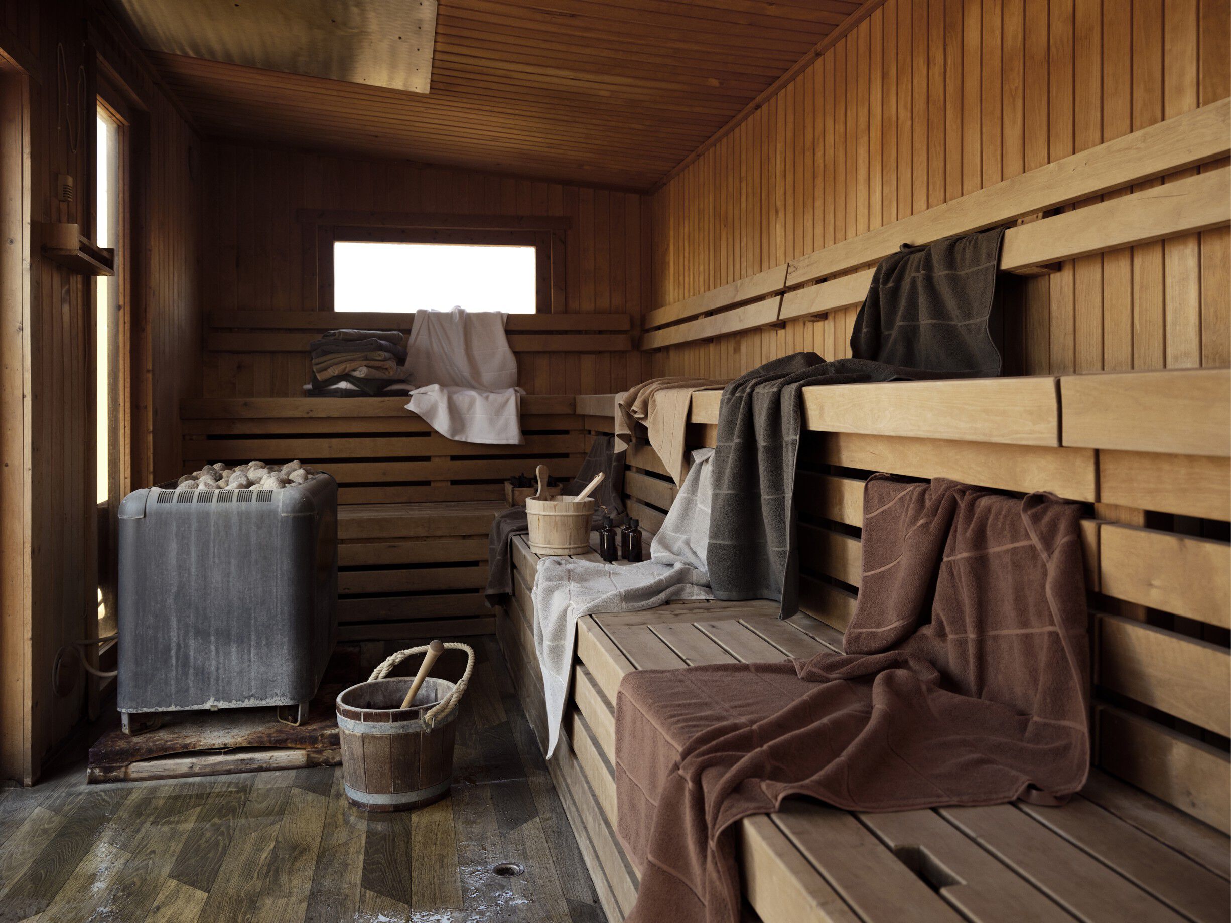 H&aring;ndkle Sauna 50x100 White/Soft Grey/Eucalyptus