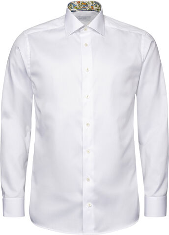 Contemporary Fit White Floral Effect Signature Twill Shirt