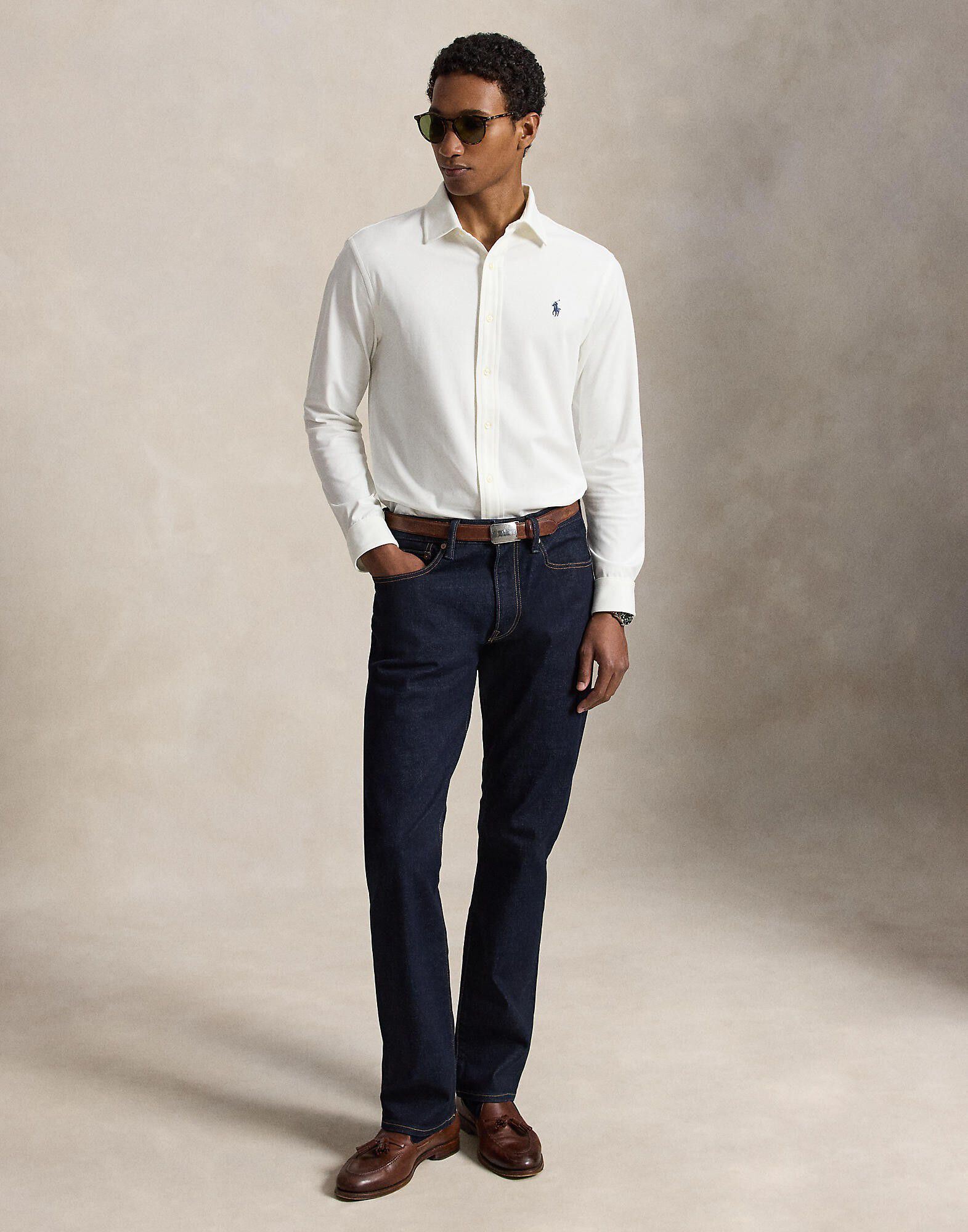 STRCH OXFORD INTRLK-KNT-SHIRT