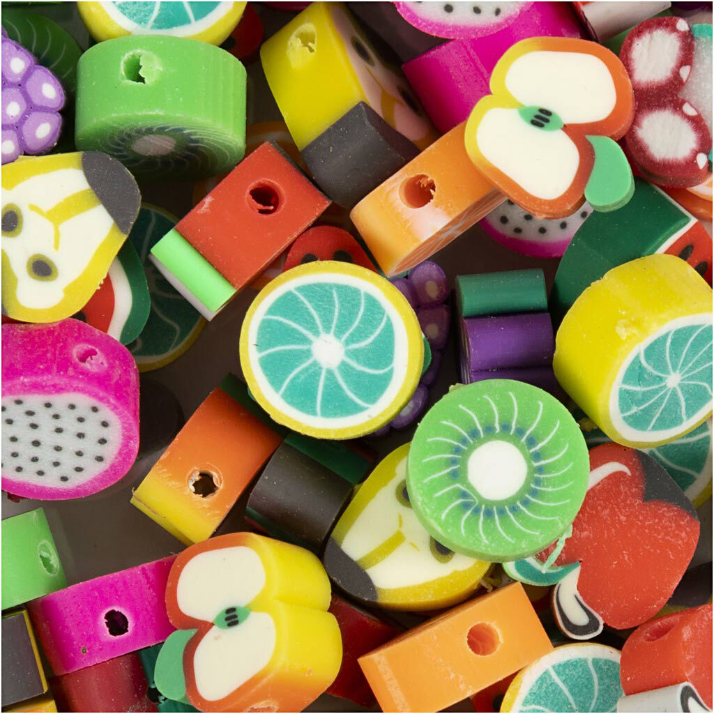 Figurperler, Frugt, diam. 10 mm, hulstr. 1,5 mm, 60 stk.