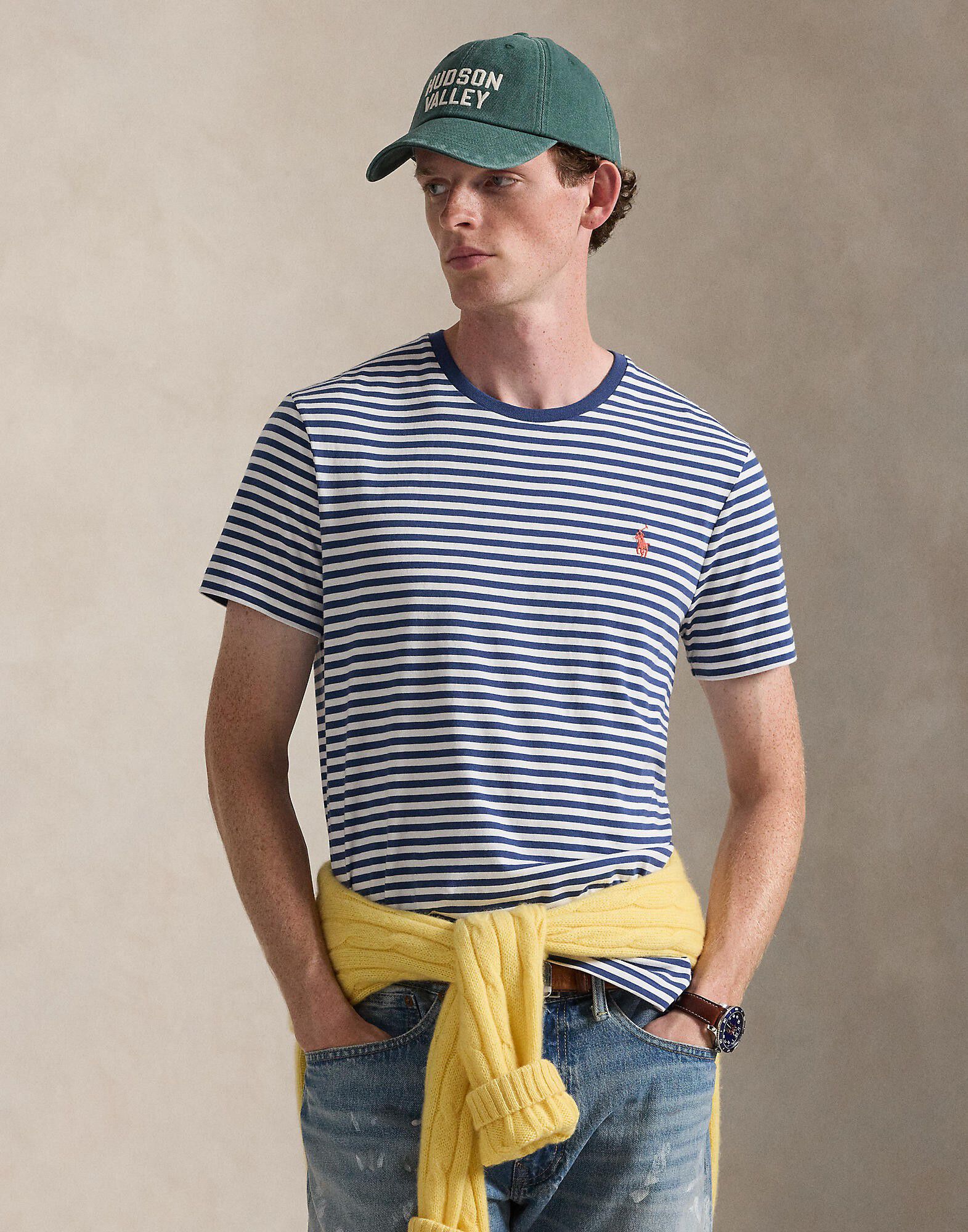Custom Slim Fit Striped Jersey T-Shirt