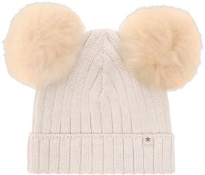 Hat Knit Alpaca Pompoms