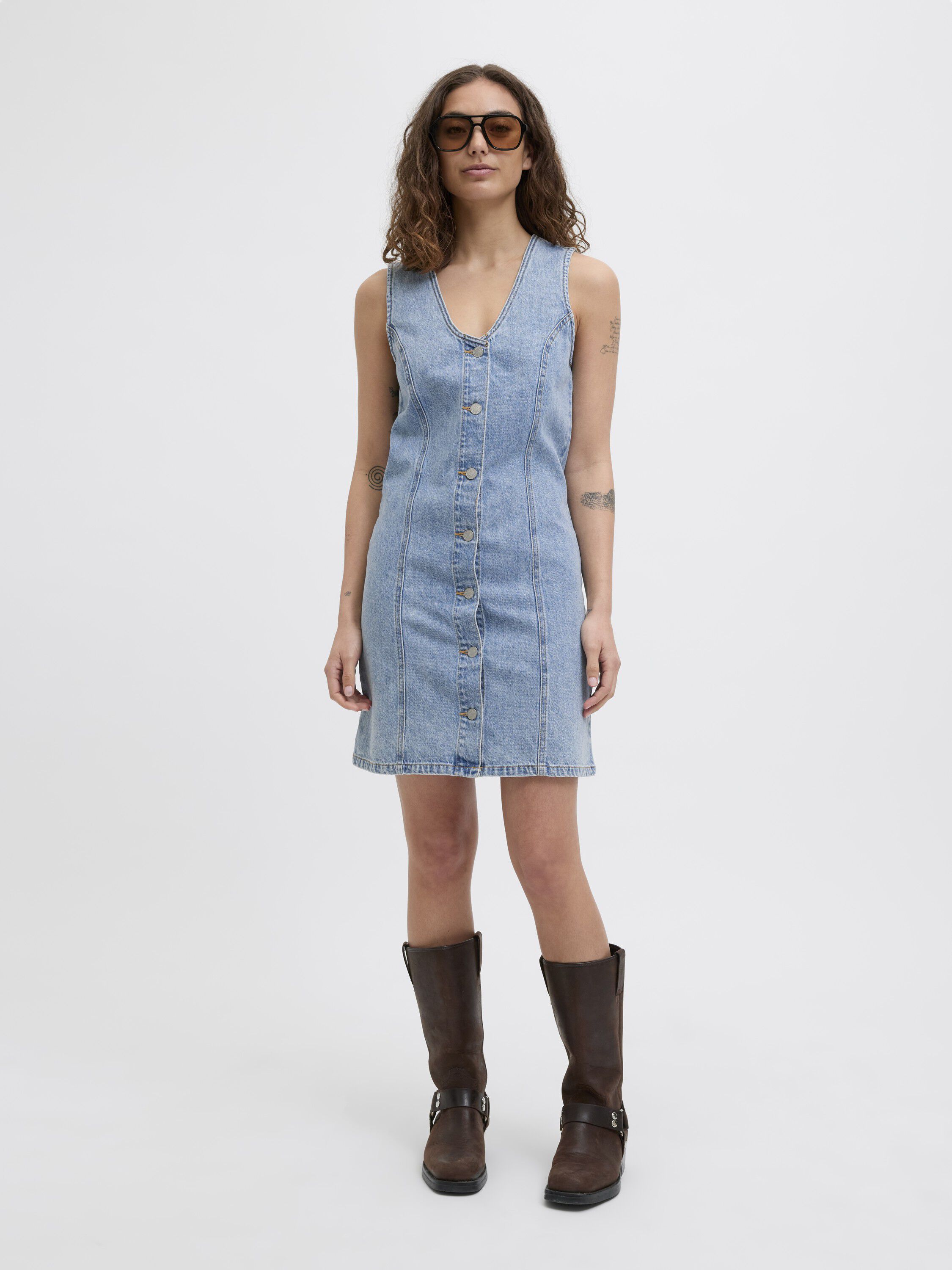 JXDORA NARA SHORT BTN DENIM DRESS D