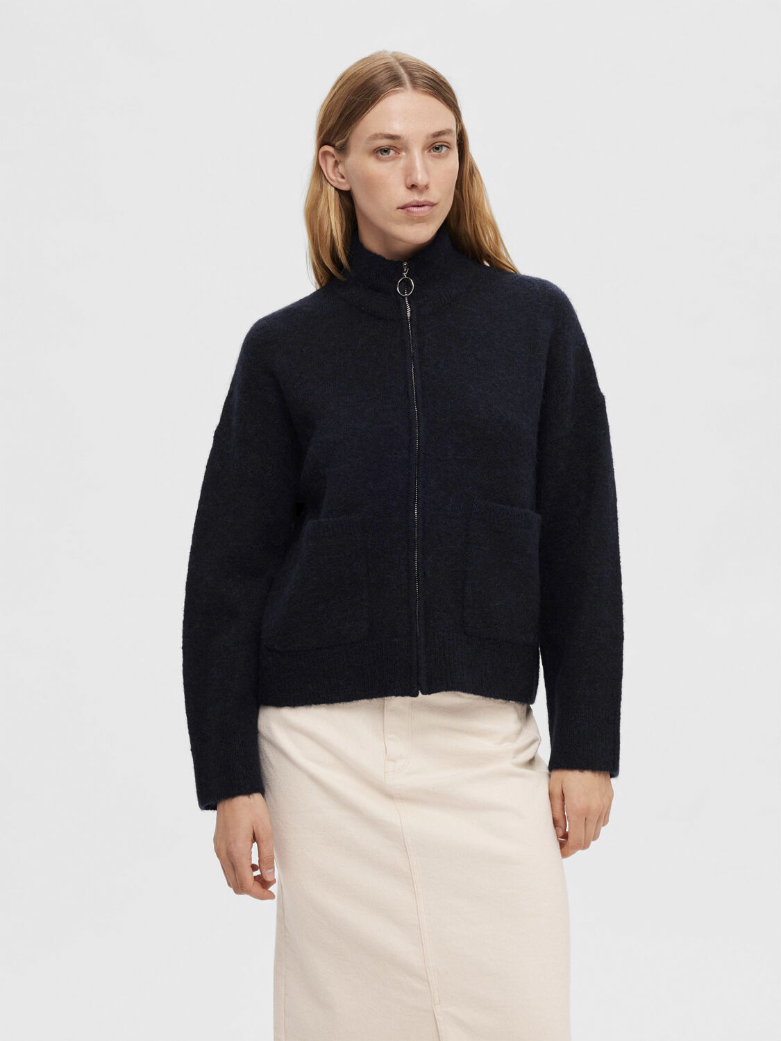 Slfsia Ras Ls Knit Zipper Cardigan Noos
