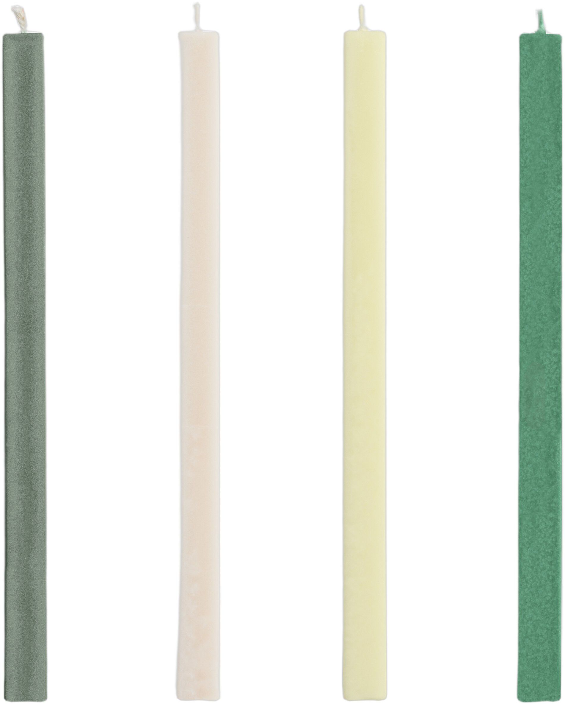 Square Candle-Greens and whites, Set of 4