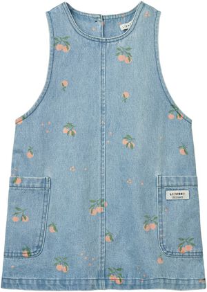 Angelica Printed Denim Dress Peach