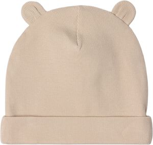 Ribbet hat med p&aring;syede &oslash;rer og fold